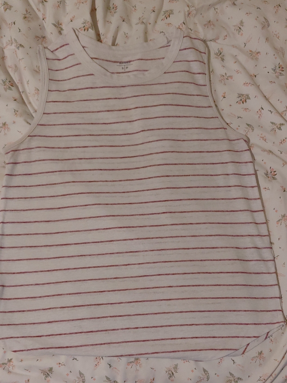 Old Navy White Tank Top with Red Stripes